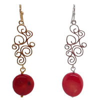 Annalese Red Coral Scroll Earrings