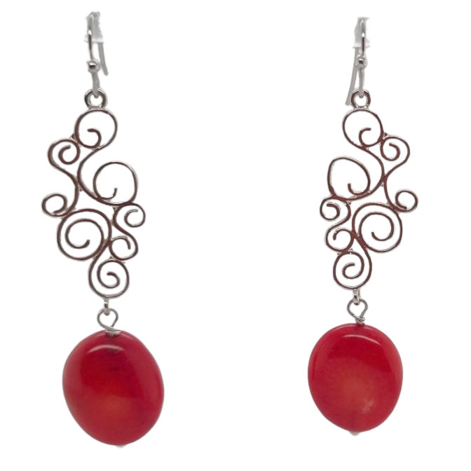 Annalese Red Coral Scroll Earrings