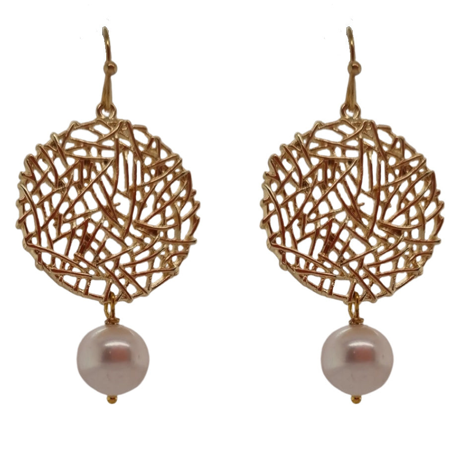 Louise Freshwater Pearl Round Woven Earrings