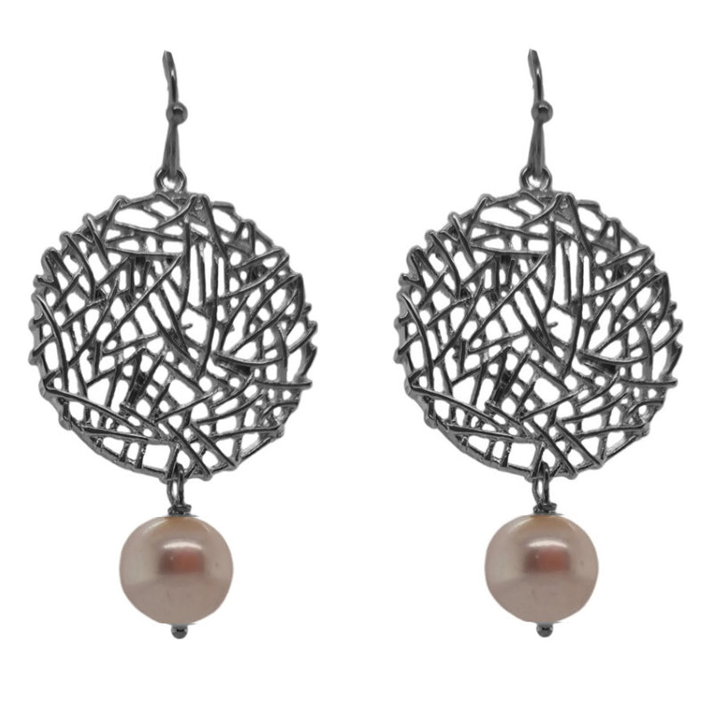 Louise Freshwater Pearl Round Woven Earrings