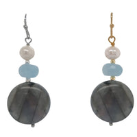 Bella Labradorite, Aquamarine & Freshwater Pearl Earring Gold or Silver