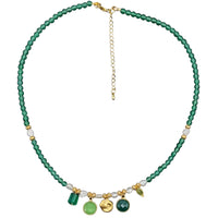 Jamalia Green Onyx and Freshwater Pearl stacking Necklaces