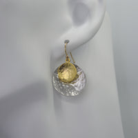 Cora double hammered drop Silver and Gold Earrings