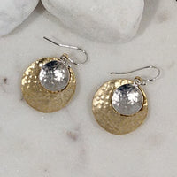 Cora double hammered drop Silver and Gold Earrings