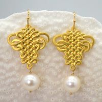 French Ribbon Freshwater Pearl Earrings Silver or Gold