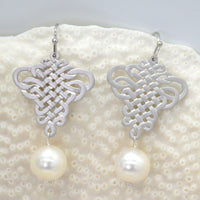 French Ribbon Freshwater Pearl Earrings Silver or Gold
