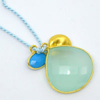 Gemma Silk Teardrop Blue Chalcedony and turquoise Necklace