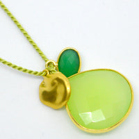 Gemma Silk Teardrop Green Chalcedony and Green Onyx Necklace