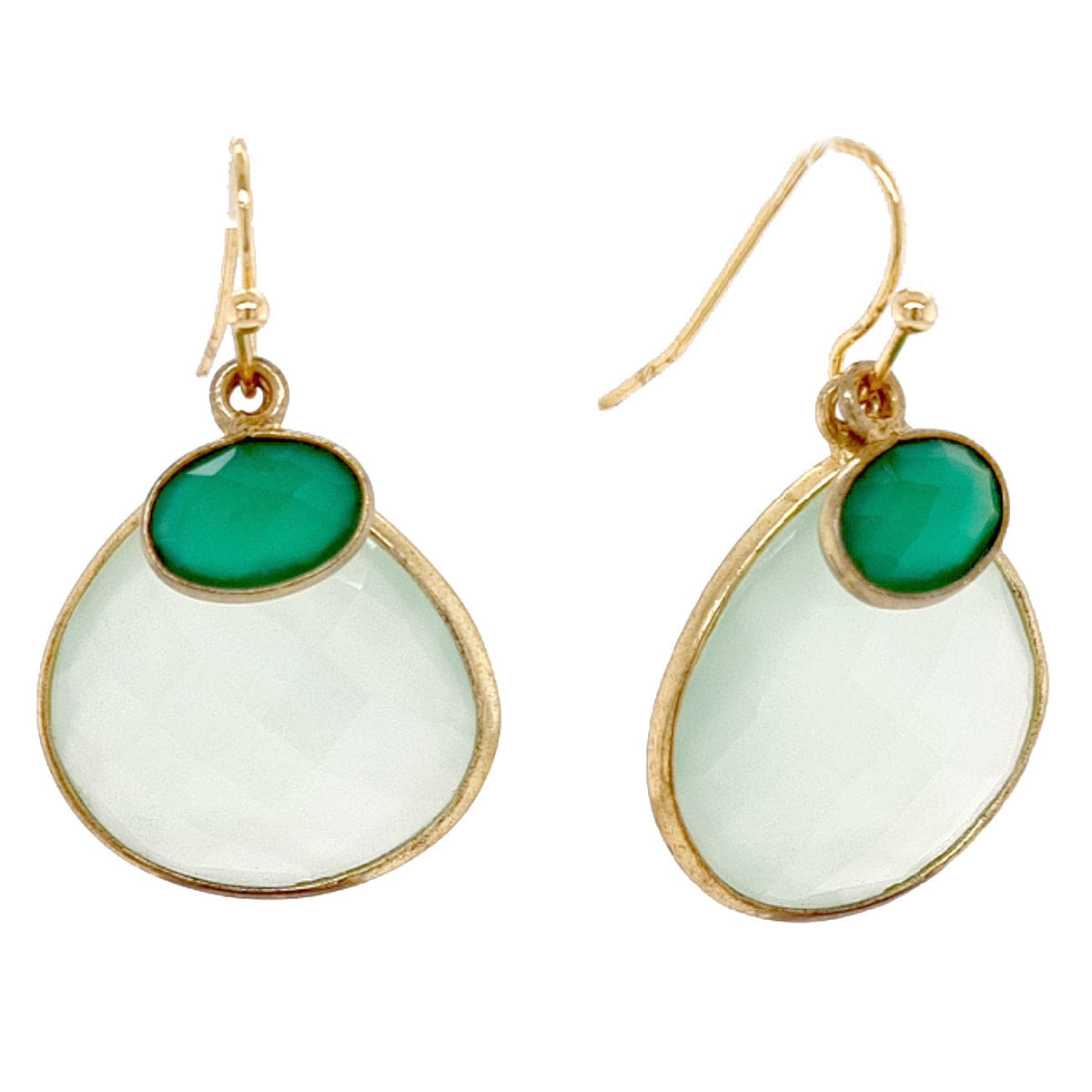 Gemma green chalcedony and green onyx earrings