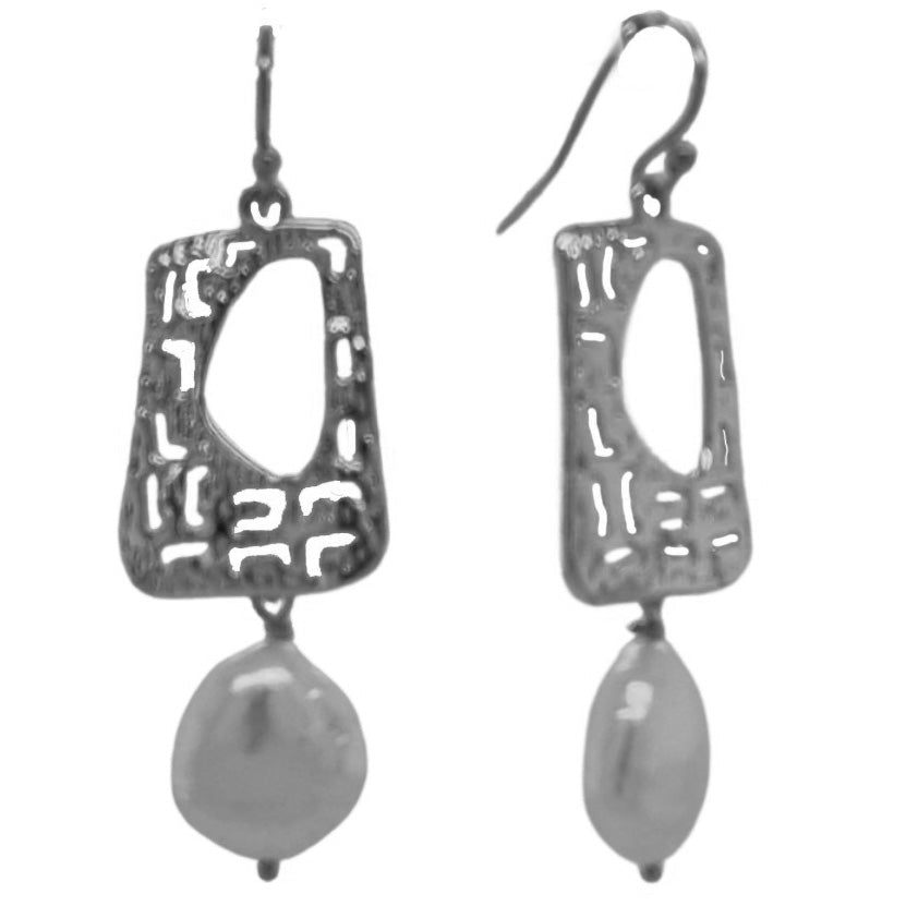 Golden Window Pearl Earrings
