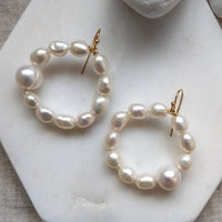 Helena freshwater pearl hoop Gold Filled or Sterling Silver Earrings