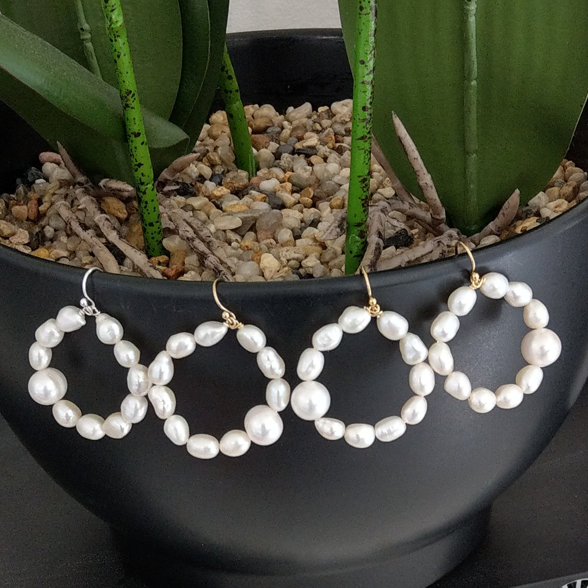 Helena freshwater pearl hoop Gold Filled or Sterling Silver Earrings