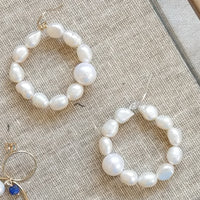 Helena freshwater pearl hoop Gold Filled or Sterling Silver Earrings