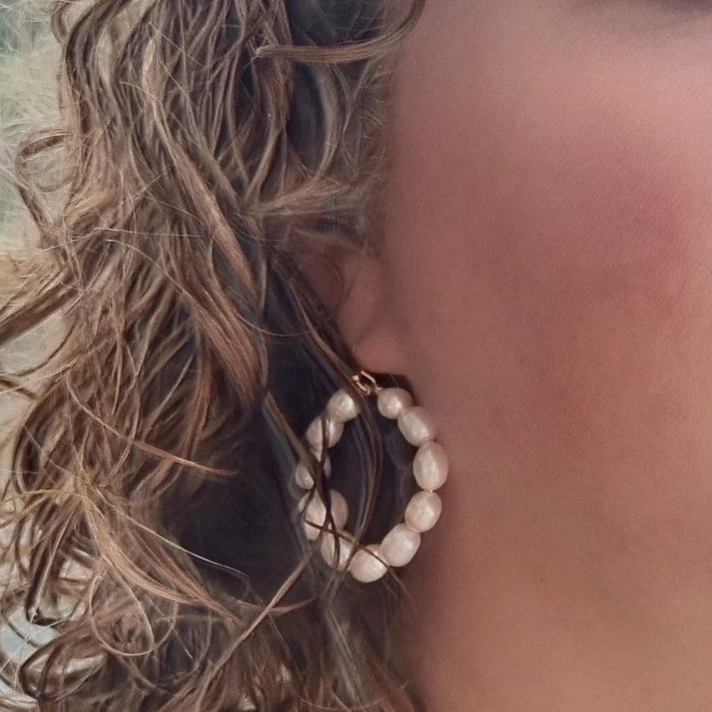 Helena freshwater pearl hoop Gold Filled or Sterling Silver Earrings