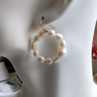 Helena freshwater pearl hoop Gold Filled or Sterling Silver Earrings