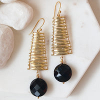 Ladder Earring Onyx Gold or Silver