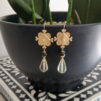 Marrakesh Lemon Quartz and Carved Smokey Quartz Earrings