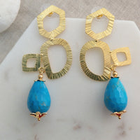 Geometric Turquoise Howlite Gold Earring