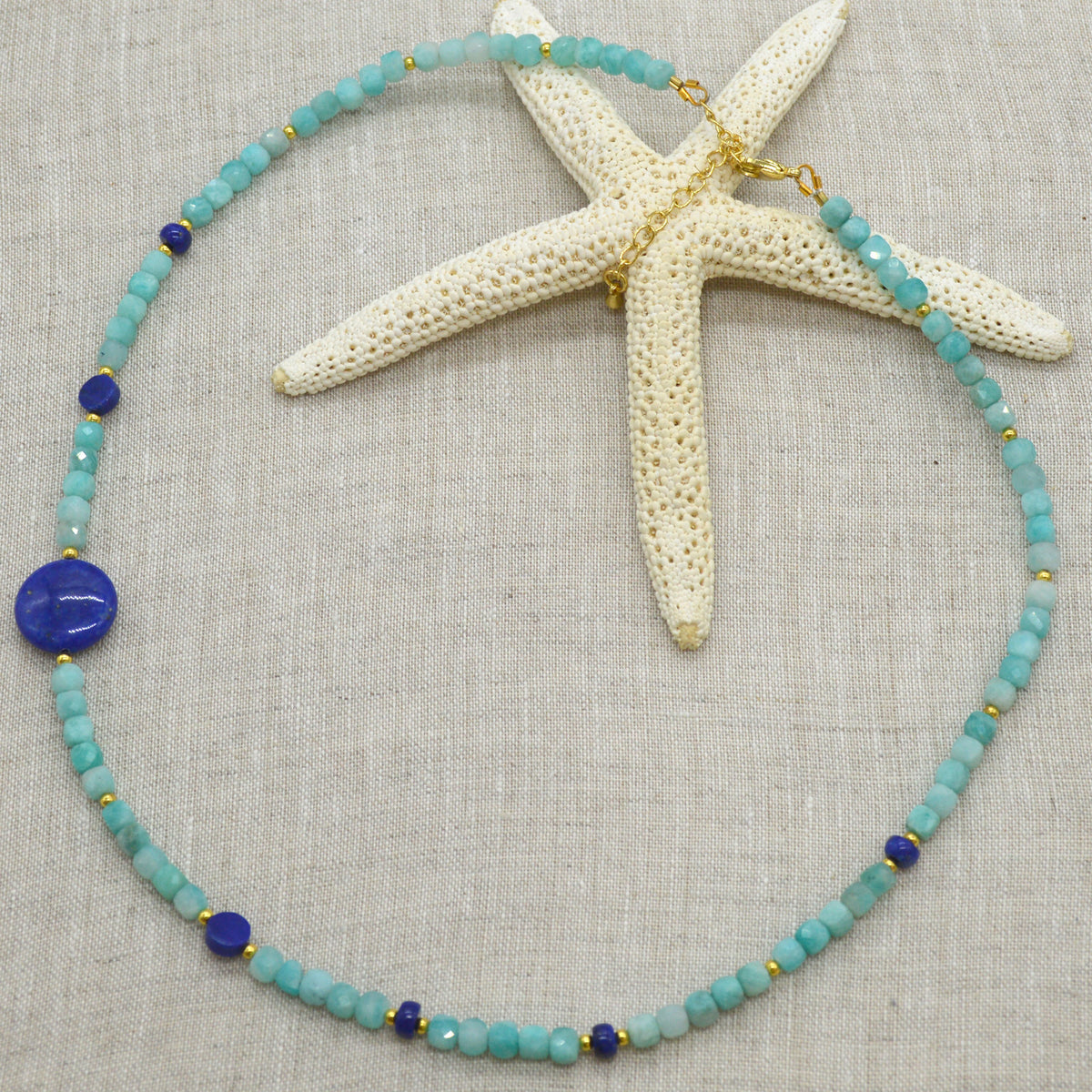 Jasmine Amazonite and Lapis Lazuli Necklace