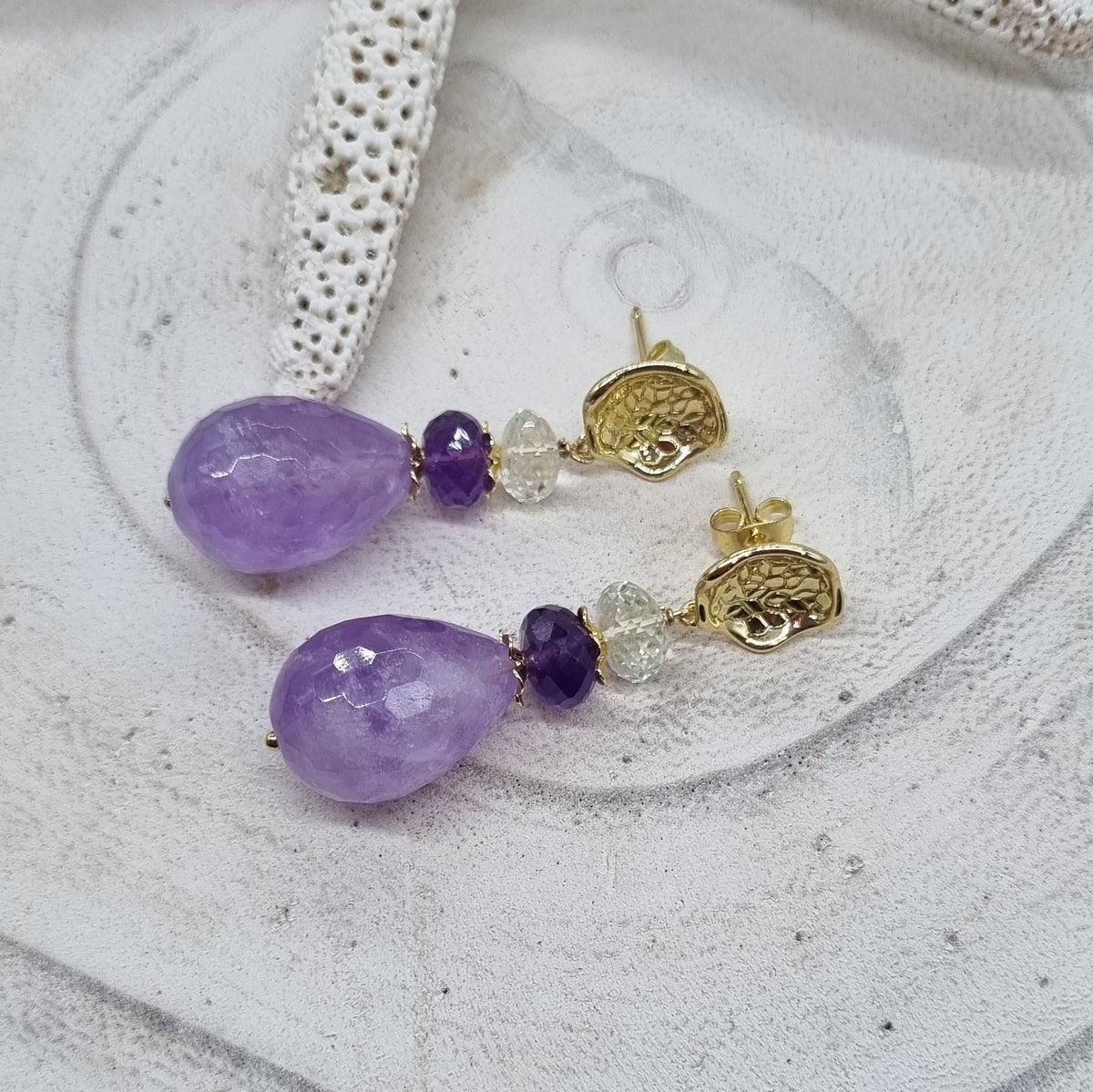 Joanna 3 colour Amethyst Earrings