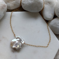 Keshi Freshwater Pearl 14k Gold filled or Sterling Silver Chain Necklace