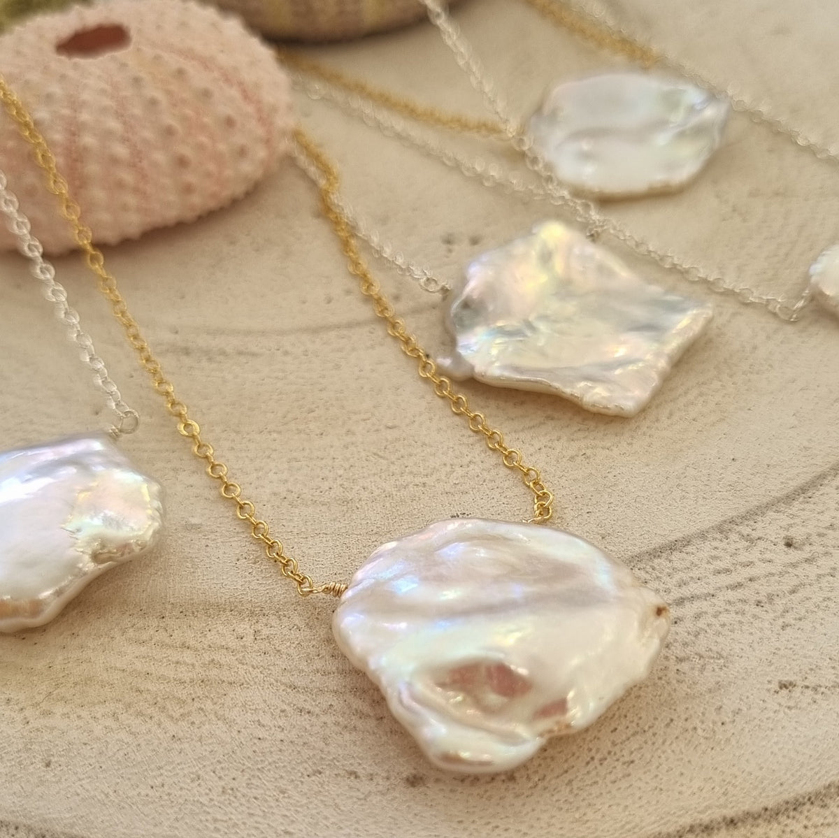 Keshi Freshwater Pearl 14k Gold filled or Sterling Silver Chain Necklace