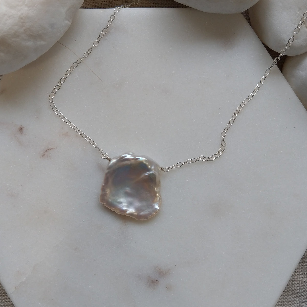 Keshi Freshwater Pearl 14k Gold filled or Sterling Silver Chain Necklace