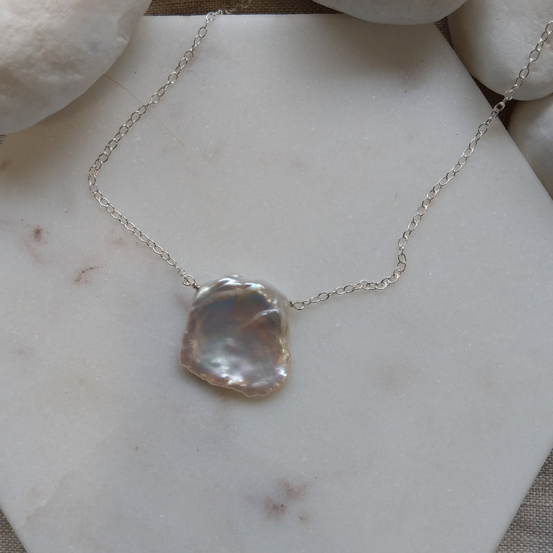 Keshi Freshwater Pearl 14k Gold filled or Sterling Silver Chain Necklace