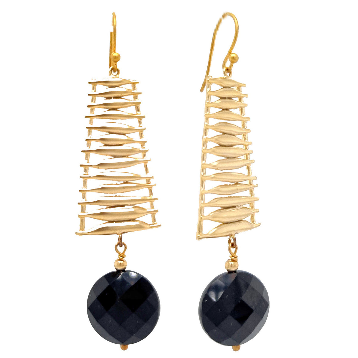 Ladder Onyx Earrings in Gold or Silver