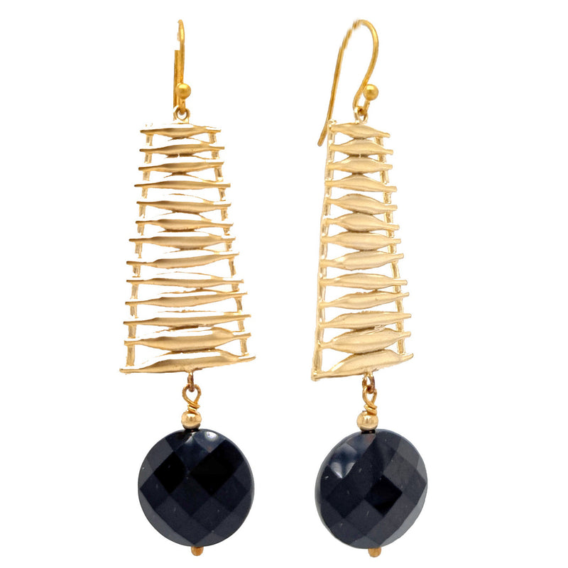 Ladder Onyx Earrings in Gold or Silver