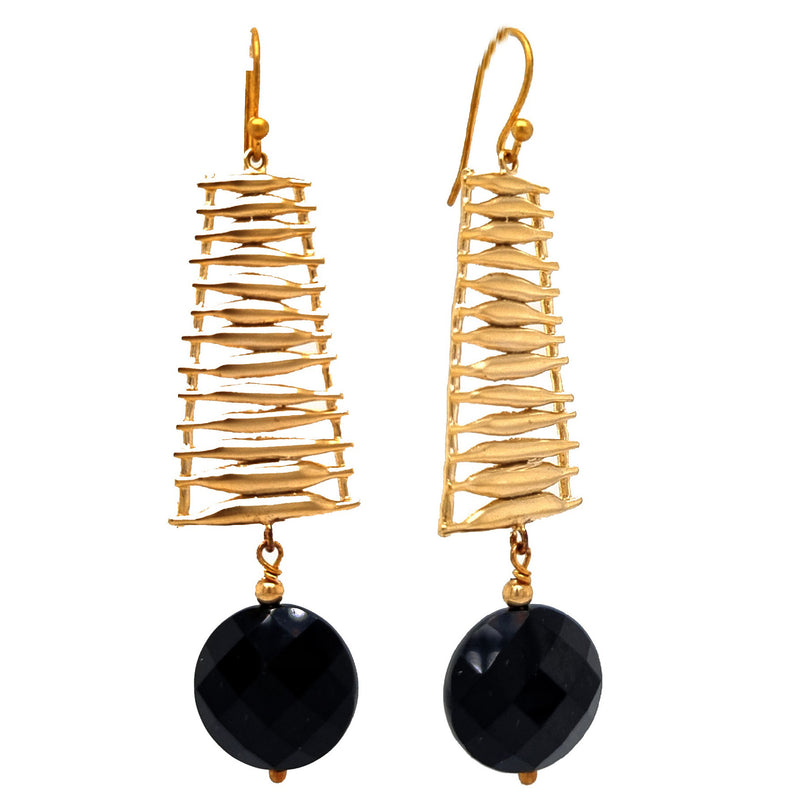 Ladder Onyx Earrings in Gold or Silver