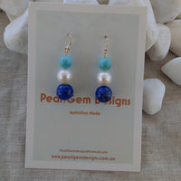 Lapis Lazuli, Turquoise & Freshwater Pearl earring