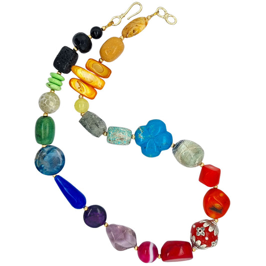 Lara short multi stone Rainbow Necklace