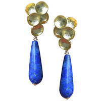 Lily Pad Stud Earrings with Lapis Lazuli Gold or Silver