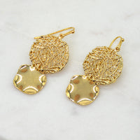 Octavia gold double ring drop gold earrings