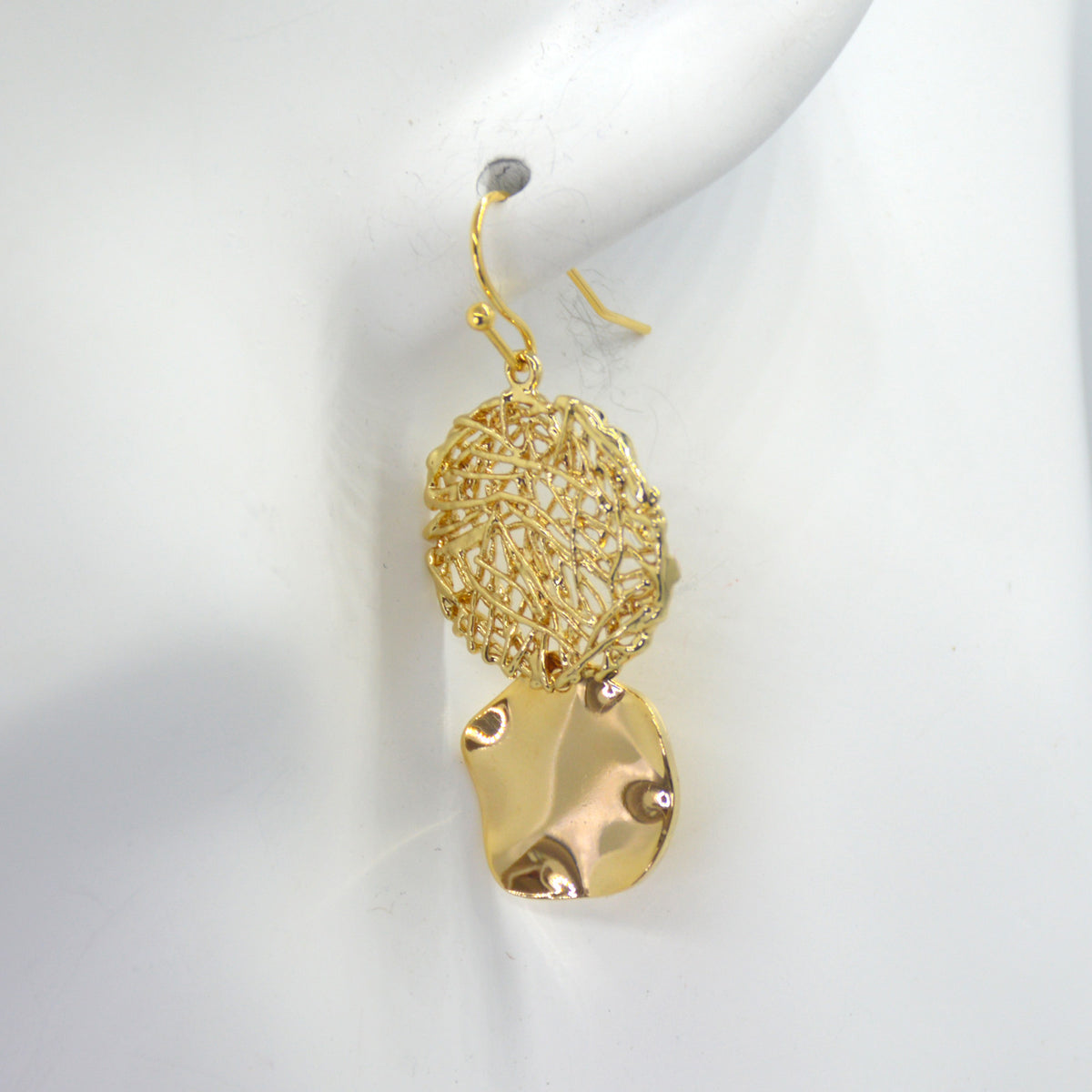 Octavia gold double ring drop gold earrings