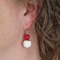 Praia White Shell and Red Coral Necklace earrings
