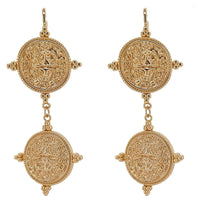 Praia Double Coin Earrings Gold or Platinum