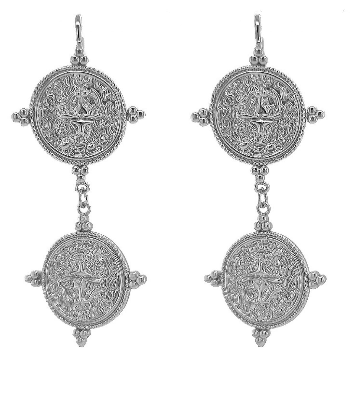 Praia Double Coin Earrings Gold or Platinum