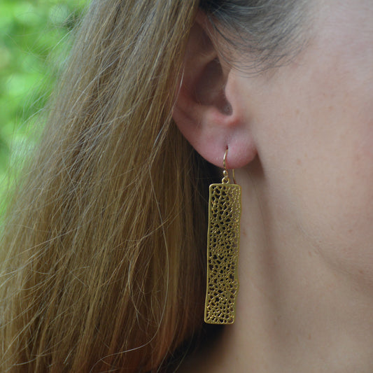 Rectangle long drop Earring