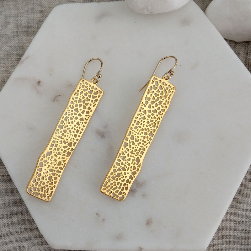 Rectangle long drop Earring