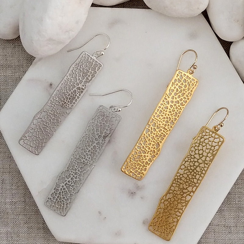 Rectangle long drop Earring