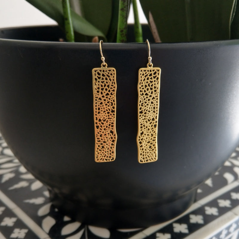 Rectangle long drop Earring