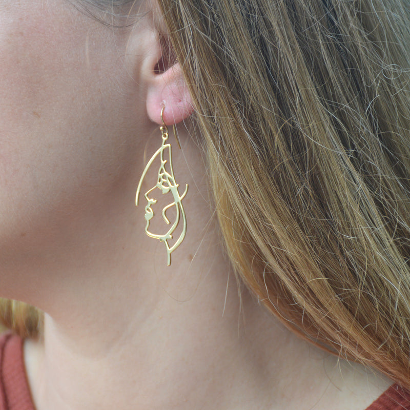 Stylised Face Earring – Gold or Silver