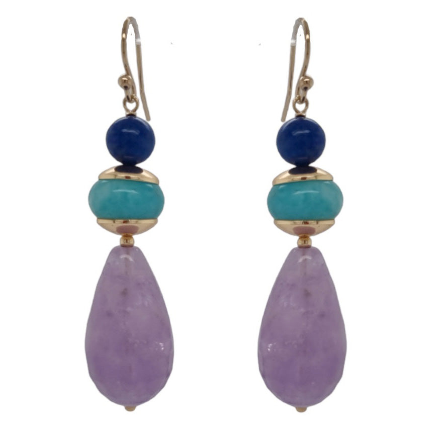 Tania Amethyst Amazonite Lapis Lazuli Earring