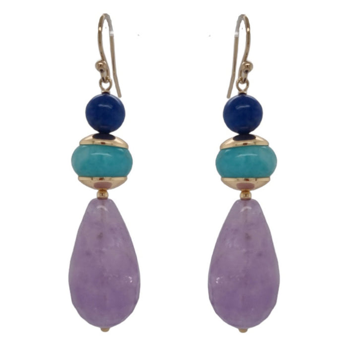Tania Amethyst Amazonite Lapis Lazuli Earring