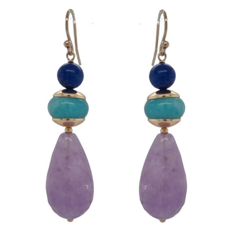 Tania Amethyst Amazonite Lapis Lazuli Earring