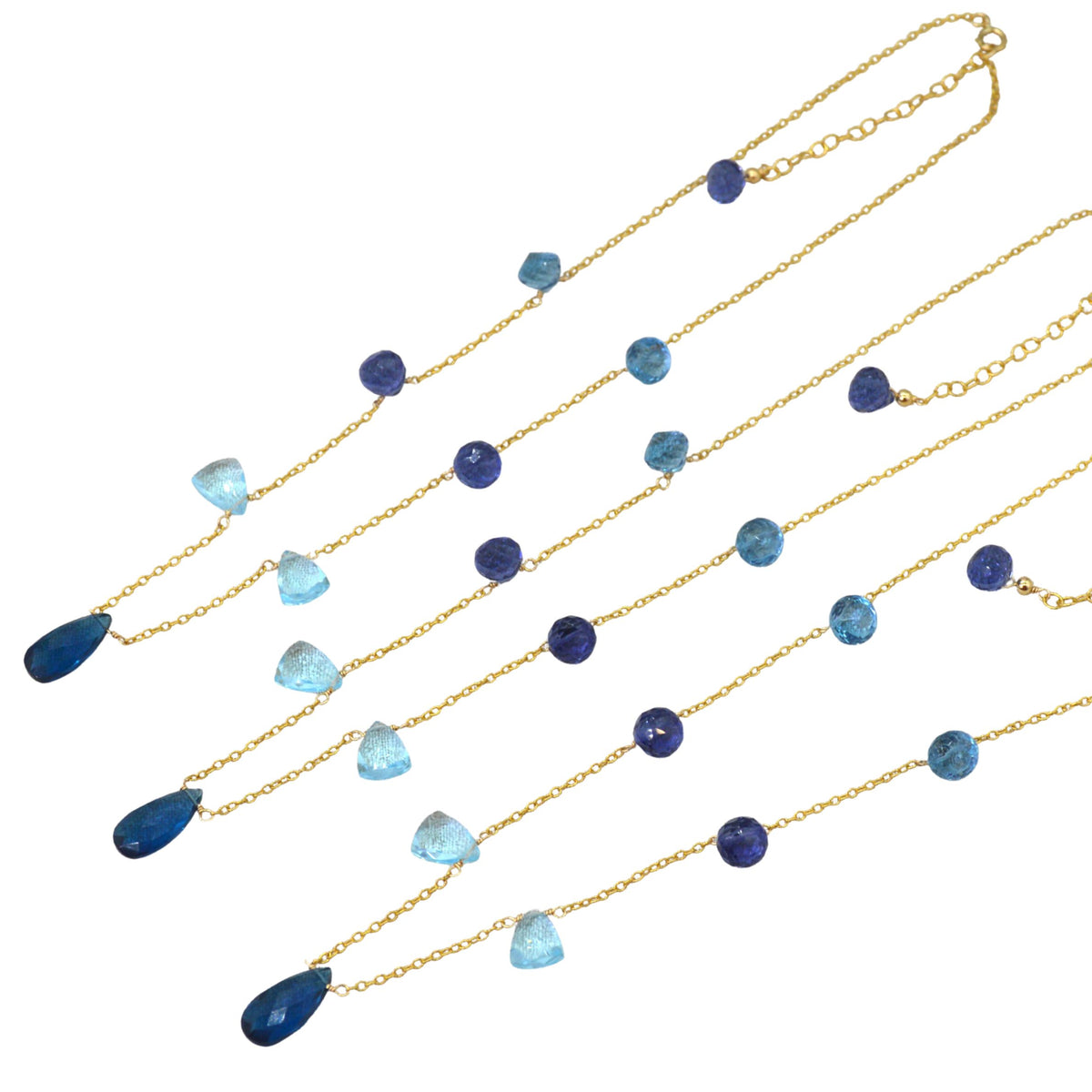 Elise 14k Gold filled waterfall necklace Blue Topaz