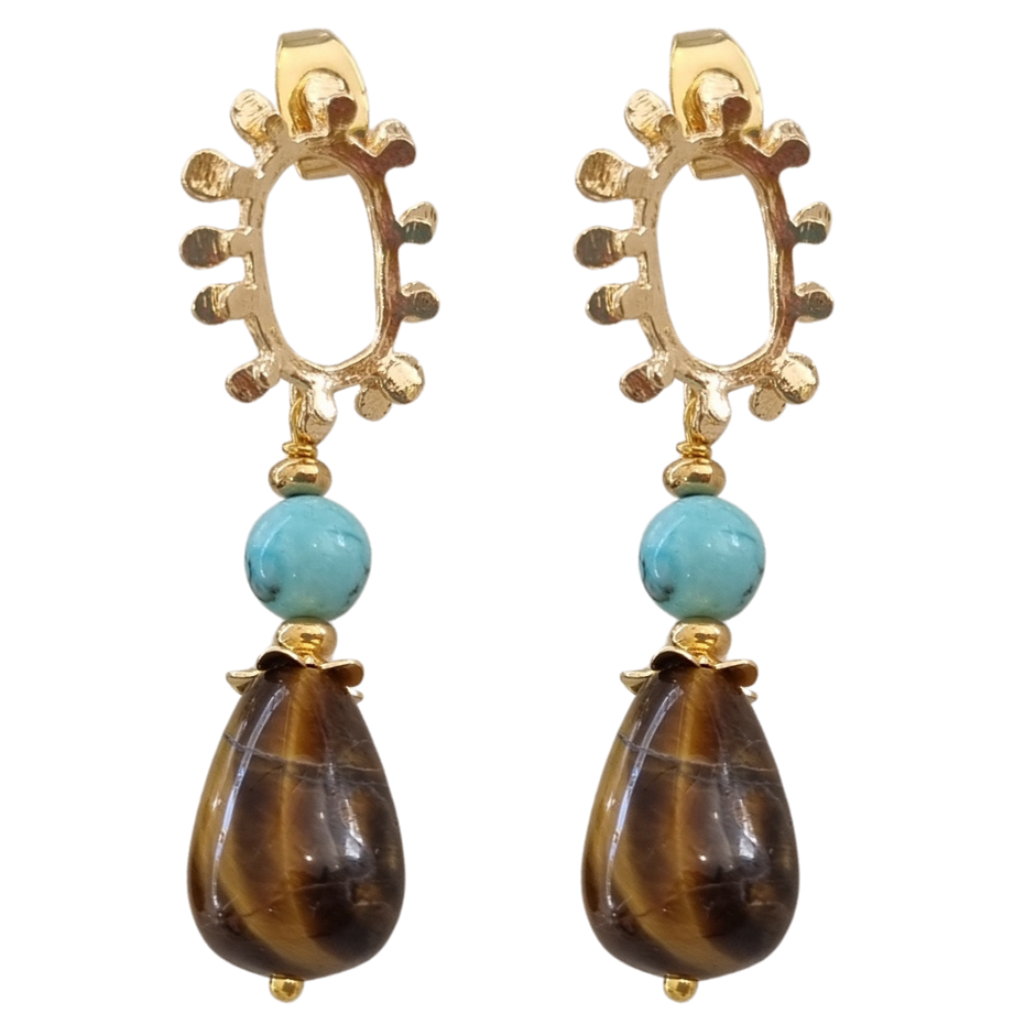 Glamour Turquoise & Tigereye Earrings