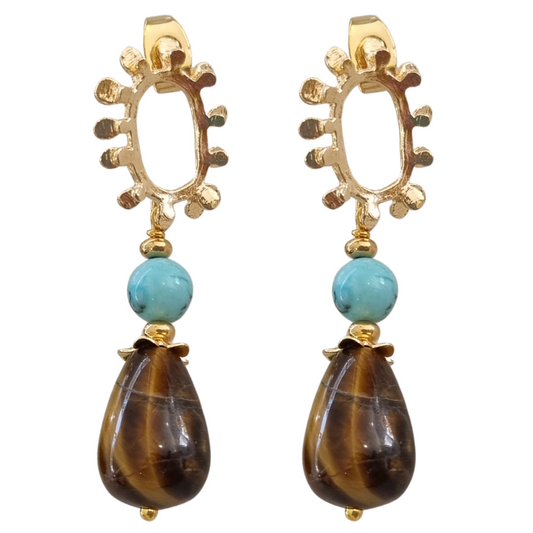 Glamour Turquoise & Tigereye Earrings